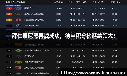 拜仁慕尼黑再战成功，德甲积分榜继续领先！