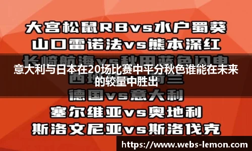 意大利与日本在20场比赛中平分秋色谁能在未来的较量中胜出
